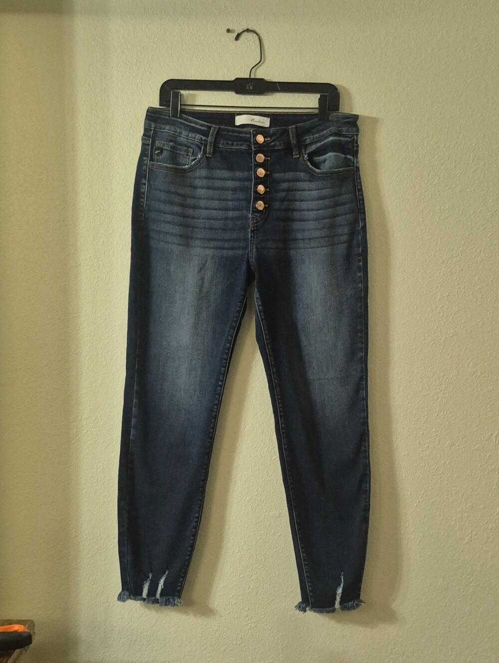 KanCan Dark Blue High-Rise Button-Fly Jeans